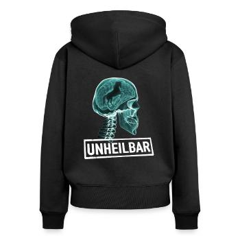 REITEN PFERDE UNHEILBAR RÖNTGEN LUSTIG GESCHENK - Frauen Premium Bio Zip Hoodie - Schwarz - Hinten - Julia (174cm)