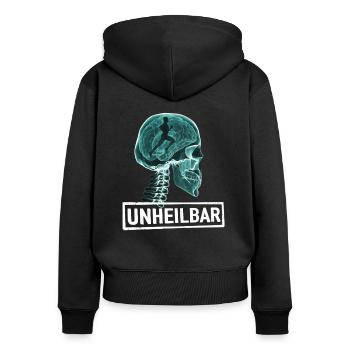 LÄUFER LAUFEN UNHEILBAR RÖNTGEN LUSTIG GESCHENK - Frauen Premium Bio Zip Hoodie - Schwarz - Hinten - Julia (174cm)