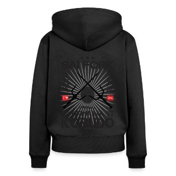 Kobudo Sai - Saigabel Design - Sweat à capuche zippé Premium bio Femme - noir - Dos - Julia (174cm)
