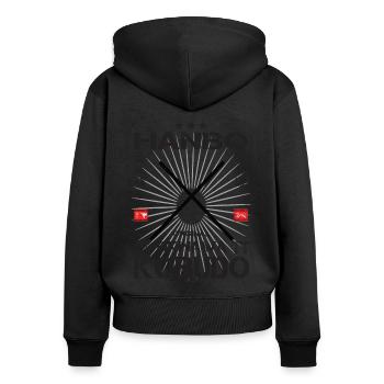 Hanbo die Kunst der Verteidigung im Okinawa Stil - Frauen Premium Bio Zip Hoodie - Schwarz - Hinten - Julia (174cm)