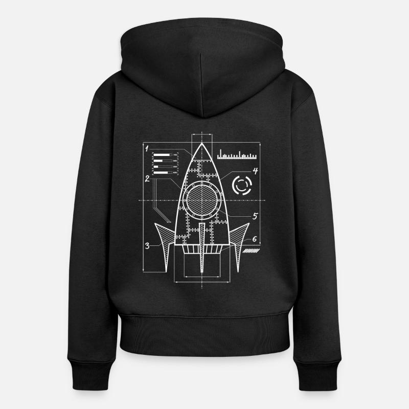 Plan du vaisseau spatial | Galaxy Space Spaceflight - Sweat à capuche zippé Premium bio Femme - noir