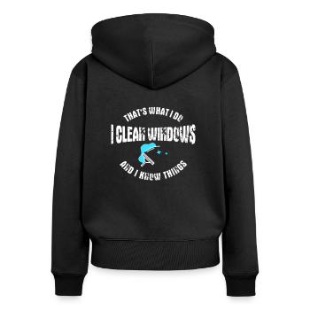laveur de vitre - Sweat à capuche zippé Premium bio Femme - noir - Dos - Julia (174cm)