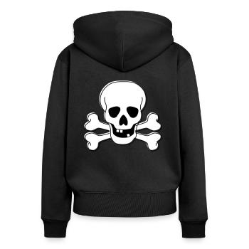 Totenkopf - Frauen Premium Bio Zip Hoodie - Schwarz - Hinten - Julia (174cm)