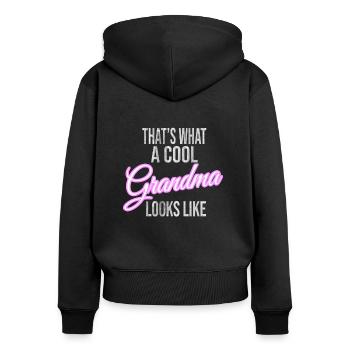 So sieht eine coole Großmutter aus - Frauen Premium Bio Zip Hoodie - Schwarz - Hinten - Julia (174cm)