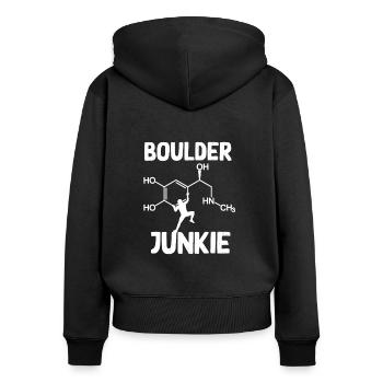 bouldering bouldering adrenaline junkie - Women's Premium Organic Zip Hoodie - black - Back - Julia (174cm)