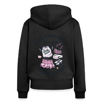 Life is too short to wear boring clothes - Women's Premium Organic Zip Hoodie - black - Back - Julia (174cm)