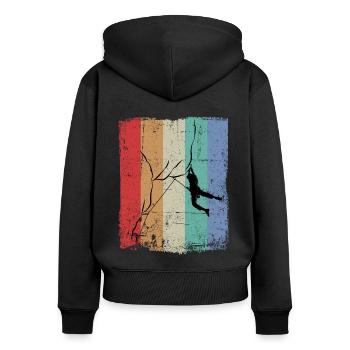Vintage Bouldern Boulderer Klettern Kletterer - Frauen Premium Bio Zip Hoodie - Schwarz - Hinten - Julia (174cm)