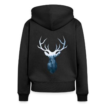 fog Hirsch - Women's Premium Organic Zip Hoodie - black - Back - Julia (174cm)