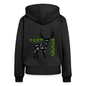 Chasseur drôle - Sweat à capuche zippé Premium bio Femme - noir - Dos - Julia (174cm)