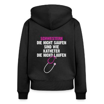 Krankenschwester Pflegepersonal - Frauen Premium Bio Zip Hoodie - Schwarz - Hinten - Julia (174cm)
