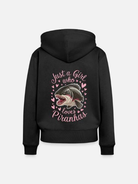 Piranha - Frauen Premium Bio Zip Hoodie - Schwarz