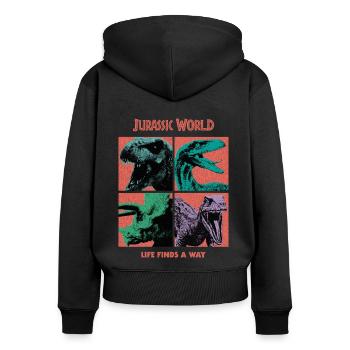 Jurassic World Life Finds A Way - Frauen Premium Bio Zip Hoodie - Schwarz - Hinten - Julia (174cm)