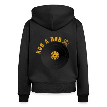 Roots Dub Reggae - Frauen Premium Bio Zip Hoodie - Schwarz - Hinten - Julia (174cm)