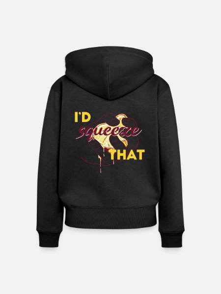 Limonadenstand - I'd squeeze that - Frauen Premium Bio Zip Hoodie - Schwarz