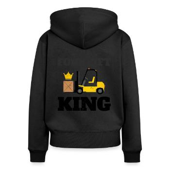 Forklift King - Frauen Premium Bio Zip Hoodie - Schwarz - Hinten - Julia (174cm)