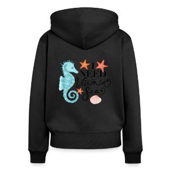 Vitamin Sea - Frauen Premium Bio Zip Hoodie - Schwarz - Hinten - Julia (174cm)