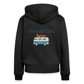 bus summer vibes - Frauen Premium Bio Zip Hoodie - Schwarz - Hinten - Julia (174cm)