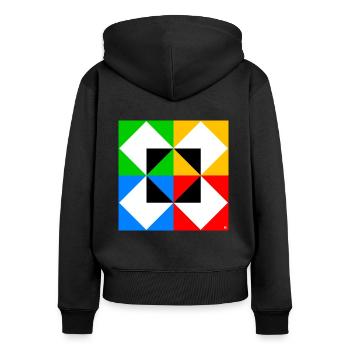 Dreieck im Quadrat 1 - Frauen Premium Bio Zip Hoodie - Schwarz - Hinten - Julia (174cm)