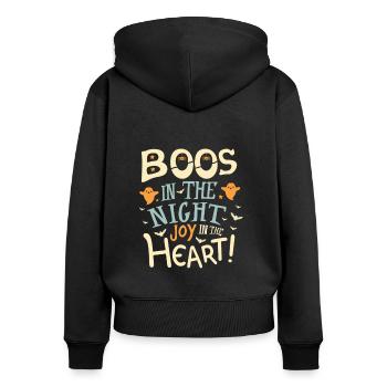 Des huées dans la nuit, de la joie dans le cœur ! - Sweat à capuche zippé Premium bio Femme - noir - Dos - Julia (174cm)