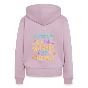 Drink up witches, It is Halloween - Women's Premium Organic Zip Hoodie - dusky pink - Back - Julia (174cm)