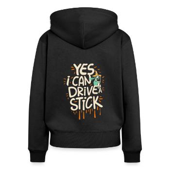 Halloween, Yes I can drive a stick - Women's Premium Organic Zip Hoodie - black - Back - Julia (174cm)