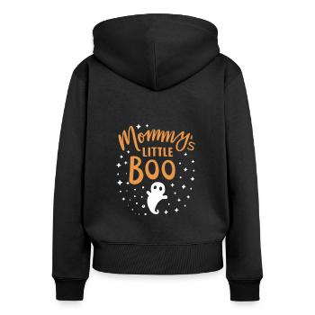 Le petit Boo de maman, joyeux Halloween - Sweat à capuche zippé Premium bio Femme - noir - Dos - Julia (174cm)