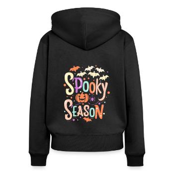 Halloween Spooky Season - Genieße den Spukspaß - Frauen Premium Bio Zip Hoodie - Schwarz - Hinten - Julia (174cm)