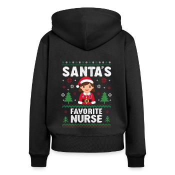 Santa's Favorite Nurse - Women's Premium Organic Zip Hoodie - black - Back - Julia (174cm)