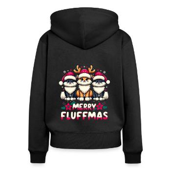 Merry Christmas, Merry Fluffmas - Women's Premium Organic Zip Hoodie - black - Back - Julia (174cm)