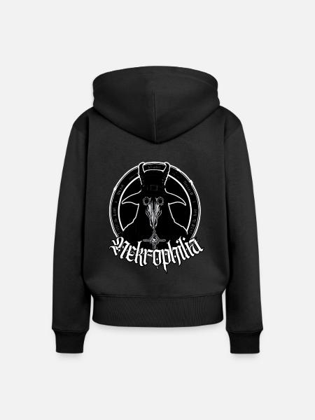 Pest Liebe Rabenmaske - Frauen Premium Bio Zip Hoodie - Schwarz