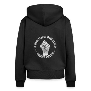 Plus de Noirs Plus de chiens Plus d’Irlandais - Sweat à capuche zippé Premium bio Femme - noir - Dos - Julia (174cm)