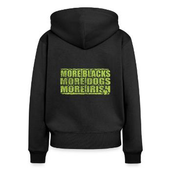 Mehr Schwarze Mehr Hunde Mehr Iren - Frauen Premium Bio Zip Hoodie - Schwarz - Hinten - Julia (174cm)