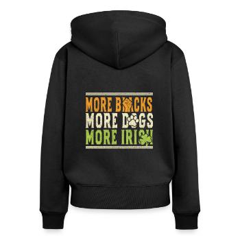 Plus de Noirs Plus de chiens Plus d’Irlandais - Sweat à capuche zippé Premium bio Femme - noir - Dos - Julia (174cm)