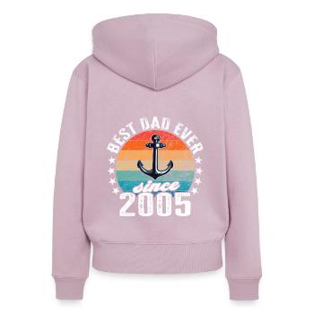 Meilleur papa du monde depuis 2005 Anker - Sweat à capuche zippé Premium bio Femme - rose poudré - Dos - Julia (174cm)