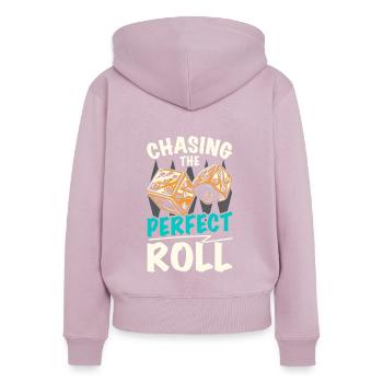 Jeu de stratégie de société de backgammon jeu de dés - Sweat à capuche zippé Premium bio Femme - rose poudré - Dos - Julia (174cm)