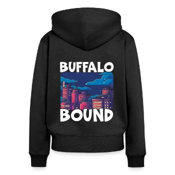 Buffalo City, New York, USA, Amerika, Vereinigte Staaten - Frauen Premium Bio Zip Hoodie - Schwarz - Hinten - Julia (174cm)