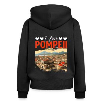 Pompeji Geschichte Reisen Ich liebe das Römische Reich - Frauen Premium Bio Zip Hoodie - Schwarz - Hinten - Julia (174cm)