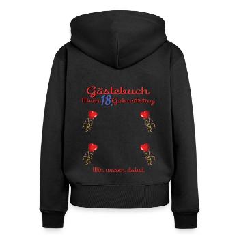 18. Geburtstag Mädchen & Junge Gästebuch - Frauen Premium Bio Zip Hoodie - Schwarz - Hinten - Julia (174cm)