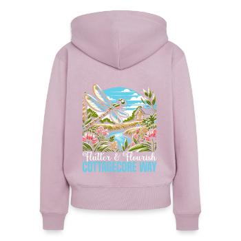 Cottagecore Esthétique Libellule Amante Gobelin - Sweat à capuche zippé Premium bio Femme - rose poudré - Dos - Julia (174cm)