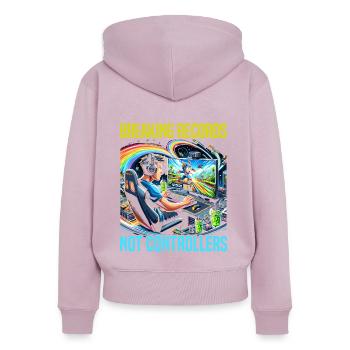 Speedrunning Joueur de jeux vidéo Gamer Gaming - Sweat à capuche zippé Premium bio Femme - rose poudré - Dos - Julia (174cm)