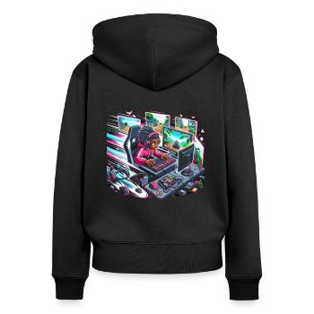 Speedrunning Joueur de jeux vidéo Gamer Gaming - Sweat à capuche zippé Premium bio Femme - noir - Dos - Julia (174cm)
