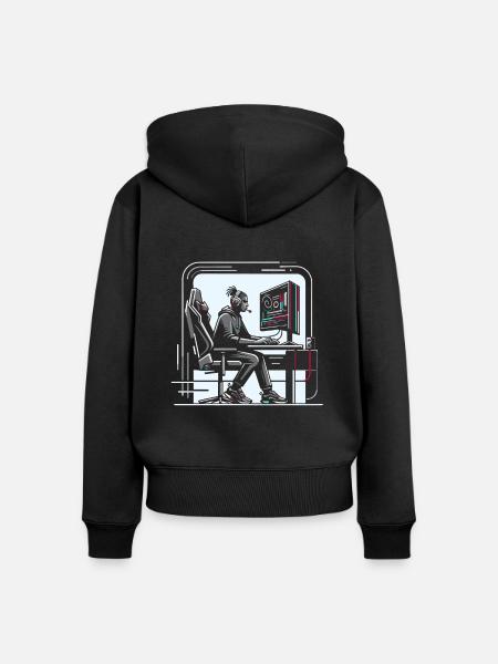 Speedrunning Videospieler Gamer Gaming - Frauen Premium Bio Zip Hoodie - Schwarz