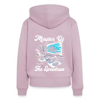 Speedrunning Joueur de jeux vidéo Gamer Gaming - Sweat à capuche zippé Premium bio Femme - rose poudré - Dos - Julia (174cm)