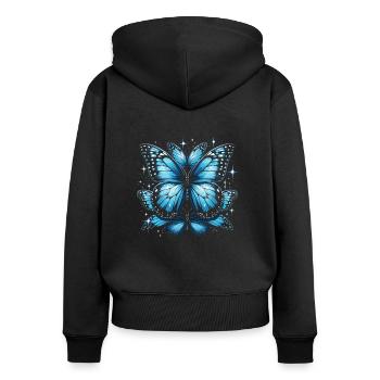 Butterfly Lover Insect Bug Blue Morpho Butterfly - Women's Premium Organic Zip Hoodie - black - Back - Julia (174cm)