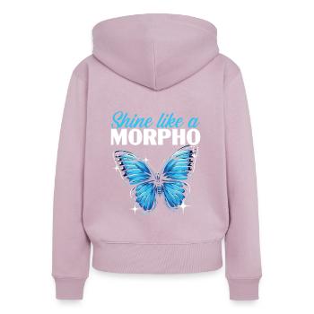 Butterfly Lover Insect Bug Blue Morpho Butterfly - Women's Premium Organic Zip Hoodie - dusky pink - Back - Julia (174cm)