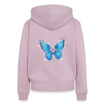 Butterfly Lover Insect Bug Blue Morpho Butterfly - Women's Premium Organic Zip Hoodie - dusky pink - Back - Julia (174cm)