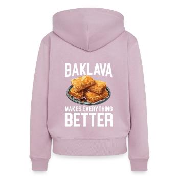 Baklava Gebäck Dessert Essen Liebhaber Naher Osten - Frauen Premium Bio Zip Hoodie - Altrosa - Hinten - Julia (174cm)