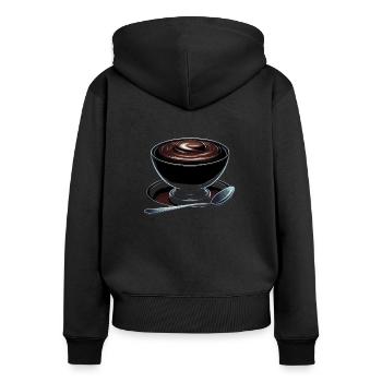 Schokoladenpudding süßes Dessert Essen Liebhaber Feinschmecker - Frauen Premium Bio Zip Hoodie - Schwarz - Hinten - Julia (174cm)