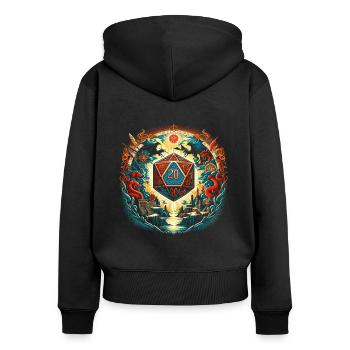 Jeu de rôle RPG Maître du jeu vidéo Gamer - Sweat à capuche zippé Premium bio Femme - noir - Dos - Julia (174cm)