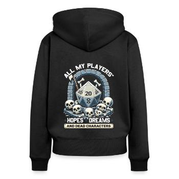 Jeu de rôle RPG Maître du jeu vidéo Gamer - Sweat à capuche zippé Premium bio Femme - noir - Dos - Julia (174cm)